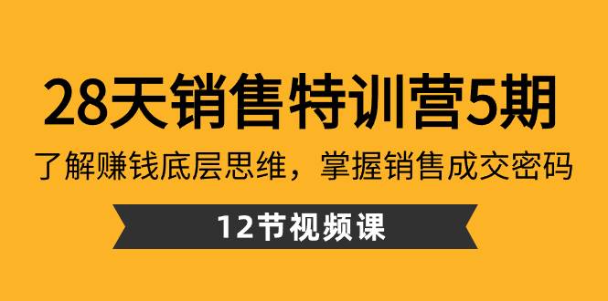 28天·销售特训营5期：了解赚钱底层思维，掌握销售成交密码（12节课）柒柒网创吧-网创项目资源站-副业项目-创业项目-搞钱项目柒柒网创吧