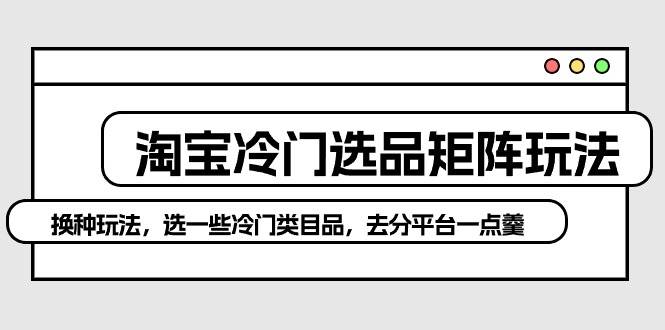 淘宝冷门选品矩阵玩法：换种玩法，选一些冷门类目品，去分平台一点羹柒柒网创吧-网创项目资源站-副业项目-创业项目-搞钱项目柒柒网创吧