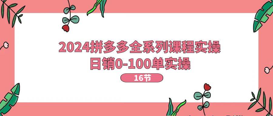 2024拼多多全系列课程实操，日销0-100单实操【16节课】柒柒网创吧-网创项目资源站-副业项目-创业项目-搞钱项目柒柒网创吧