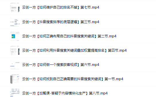 云创一方2022抖音SEO系列课程，教你如何快速上抖音搜索排名第一柒柒网创吧-网创项目资源站-副业项目-创业项目-搞钱项目柒柒网创吧