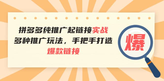 拼多多纯推广起链接实战：多种推广玩法，手把手打造爆款链接柒柒网创吧-网创项目资源站-副业项目-创业项目-搞钱项目柒柒网创吧