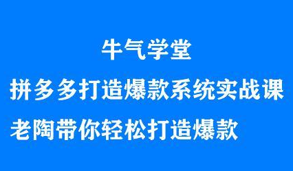 牛气学堂拼多多打造爆款系统实战课，老陶带你轻松打造爆款柒柒网创吧-网创项目资源站-副业项目-创业项目-搞钱项目柒柒网创吧