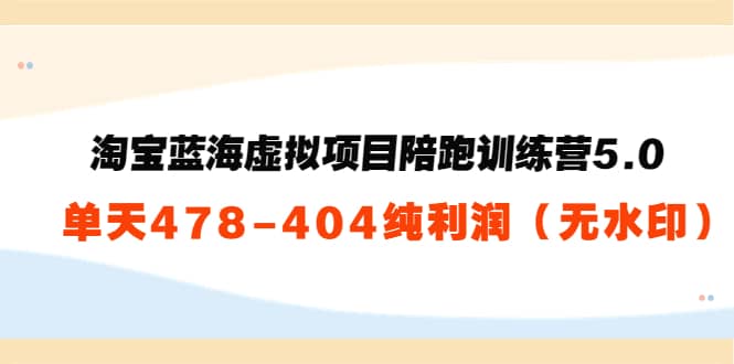 淘宝蓝海虚拟项目陪跑训练营5.0：单天478纯利润（无水印）柒柒网创吧-网创项目资源站-副业项目-创业项目-搞钱项目柒柒网创吧