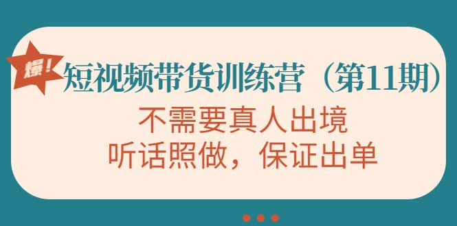 短视频带货训练营（第11期），不需要真人出境，听话照做，保证出单柒柒网创吧-网创项目资源站-副业项目-创业项目-搞钱项目柒柒网创吧