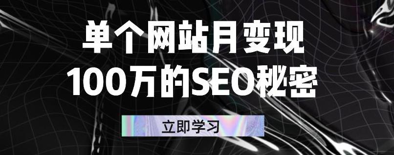 单个网站月变现100万的SEO秘密，百分百做出赚钱站点柒柒网创吧-网创项目资源站-副业项目-创业项目-搞钱项目柒柒网创吧