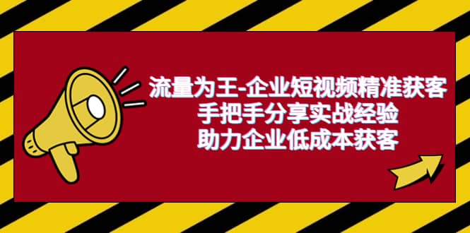 流量为王-企业 短视频精准获客，手把手分享实战经验，助力企业低成本获客柒柒网创吧-网创项目资源站-副业项目-创业项目-搞钱项目柒柒网创吧