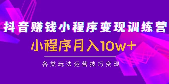 抖音小程序变现训练营：小程序各类玩法运营技巧变现柒柒网创吧-网创项目资源站-副业项目-创业项目-搞钱项目柒柒网创吧