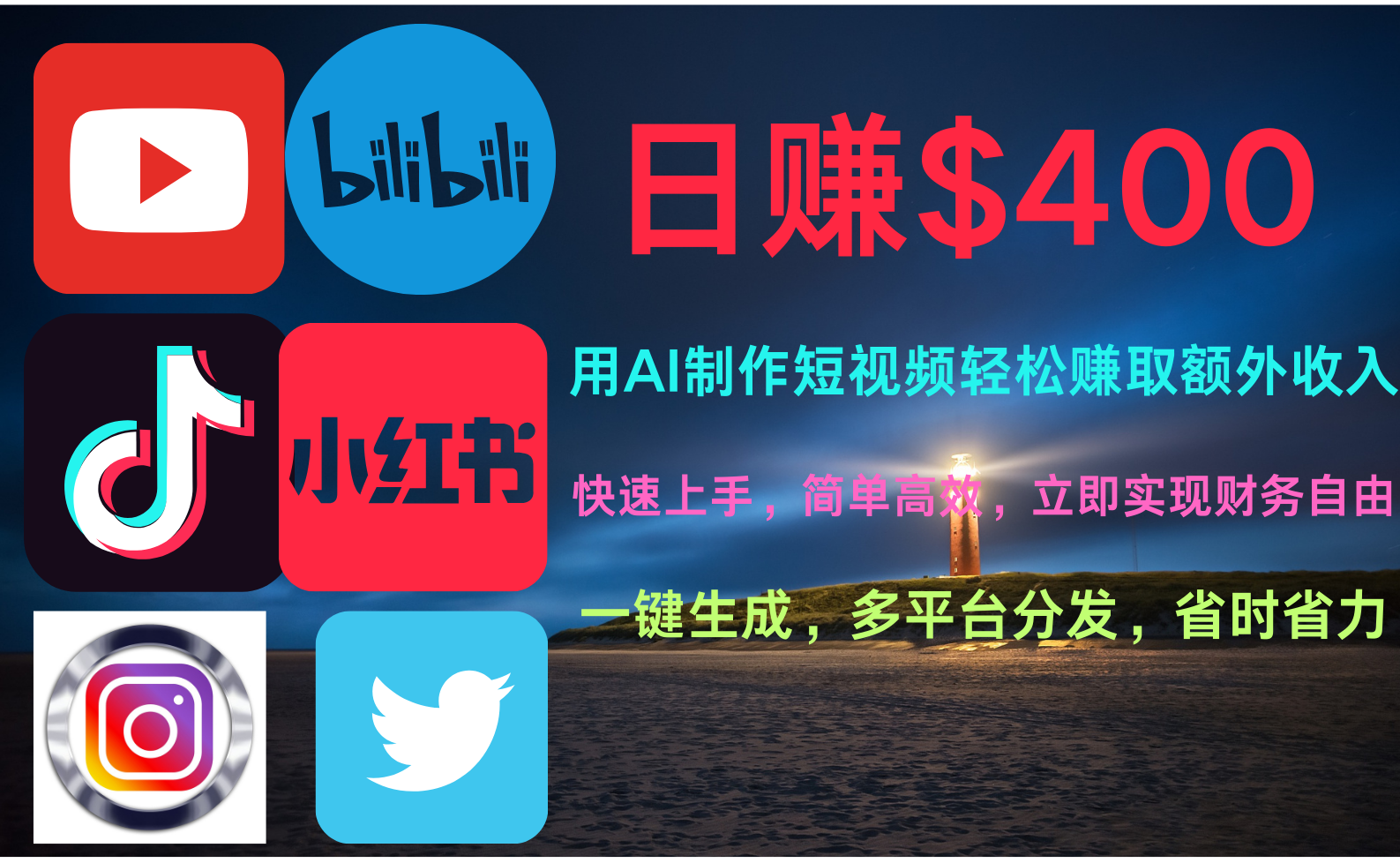 玩转全网视频平台，创造视频就能轻松赚取每天400美金柒柒网创吧-网创项目资源站-副业项目-创业项目-搞钱项目柒柒网创吧
