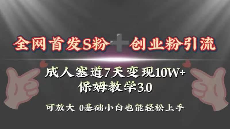 全网首发s粉加创业粉引流变现，成人用品赛道7天变现10w+保姆教学3.0柒柒网创吧-网创项目资源站-副业项目-创业项目-搞钱项目柒柒网创吧