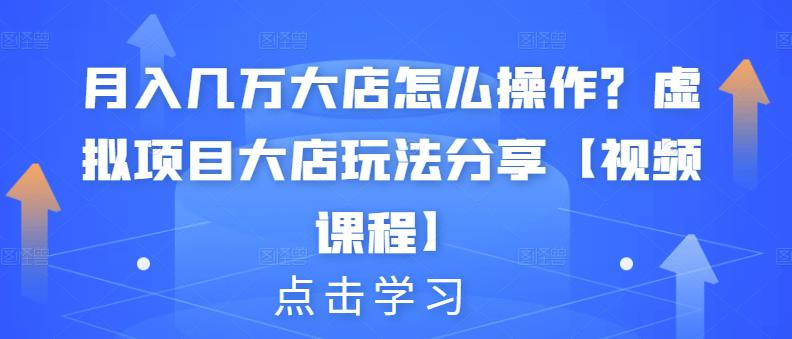 月入几万大店怎么操作？虚拟项目大店玩法分享【视频课程】柒柒网创吧-网创项目资源站-副业项目-创业项目-搞钱项目柒柒网创吧
