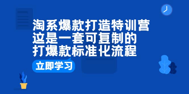 淘系爆款打造特训营：这是一套可复制的打爆款标准化流程柒柒网创吧-网创项目资源站-副业项目-创业项目-搞钱项目柒柒网创吧