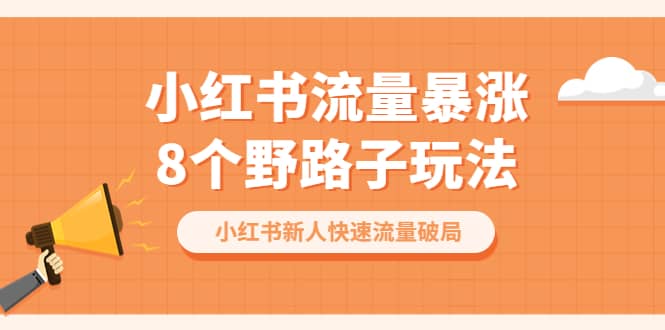 小红书流量-暴涨8个野路子玩法：小红书新人快速流量破局（8节课）柒柒网创吧-网创项目资源站-副业项目-创业项目-搞钱项目柒柒网创吧