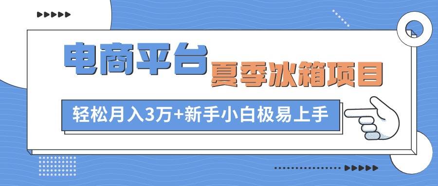 电商平台夏季冰箱项目，轻松月入3万+，新手小白极易上手柒柒网创吧-网创项目资源站-副业项目-创业项目-搞钱项目柒柒网创吧