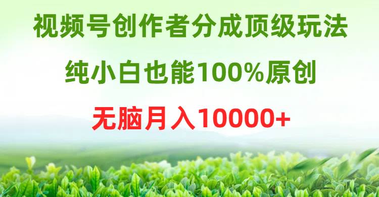 视频号创作者分成顶级玩法，纯小白也能100%原创，无脑月入10000+柒柒网创吧-网创项目资源站-副业项目-创业项目-搞钱项目柒柒网创吧