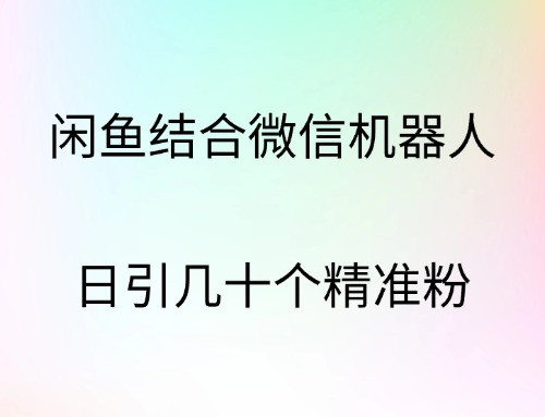 闲鱼结合微信机器人，日引几十个精准粉柒柒网创吧-网创项目资源站-副业项目-创业项目-搞钱项目柒柒网创吧