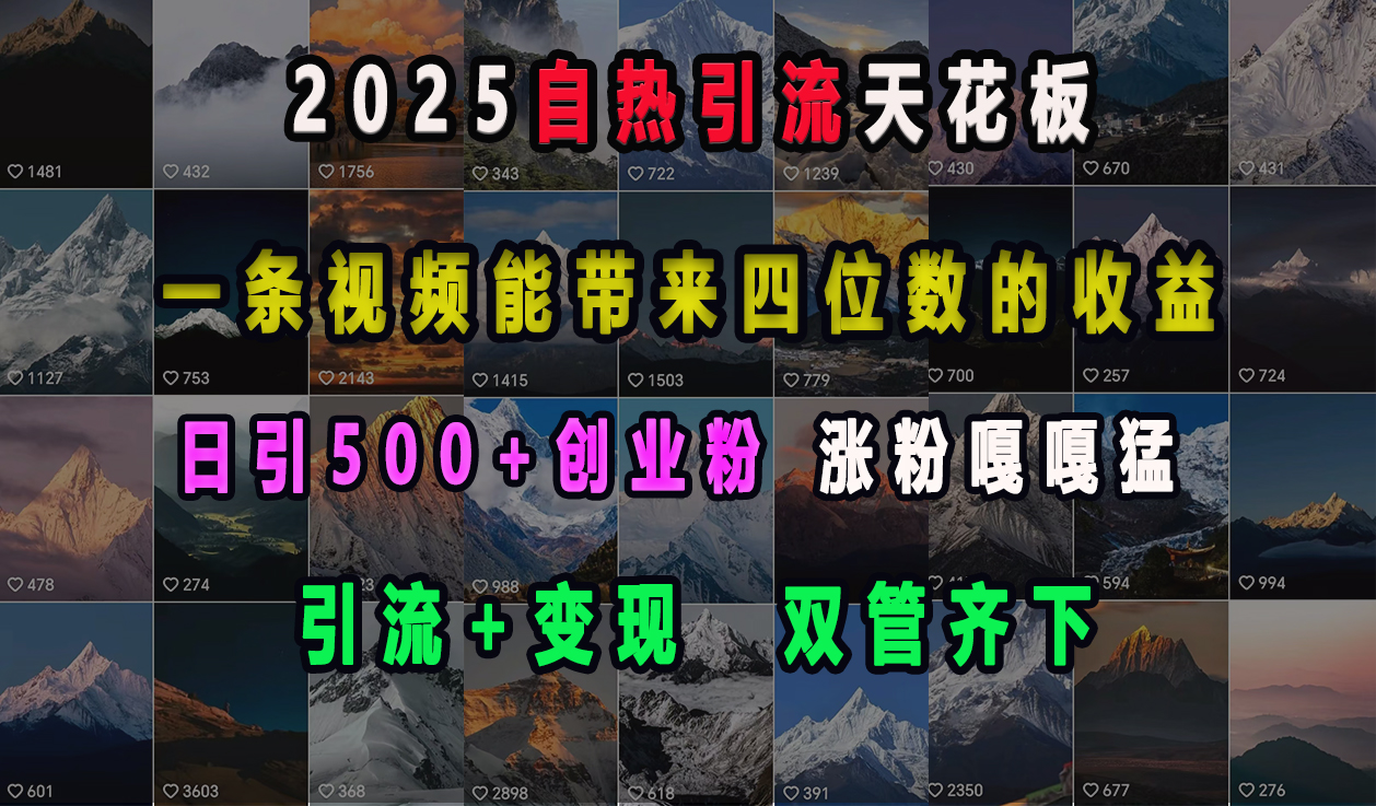 2025自热引流天花板，一条视频能带来四位数的收益，引流+变现双管齐下，日引500+创业粉，涨粉嘎嘎猛柒柒网创吧-网创项目资源站-副业项目-创业项目-搞钱项目柒柒网创吧
