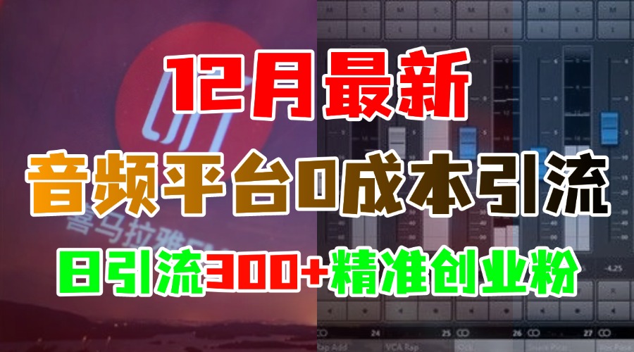 12月最新：音频平台0成本引流，日引300+精准创业粉柒柒网创吧-网创项目资源站-副业项目-创业项目-搞钱项目柒柒网创吧