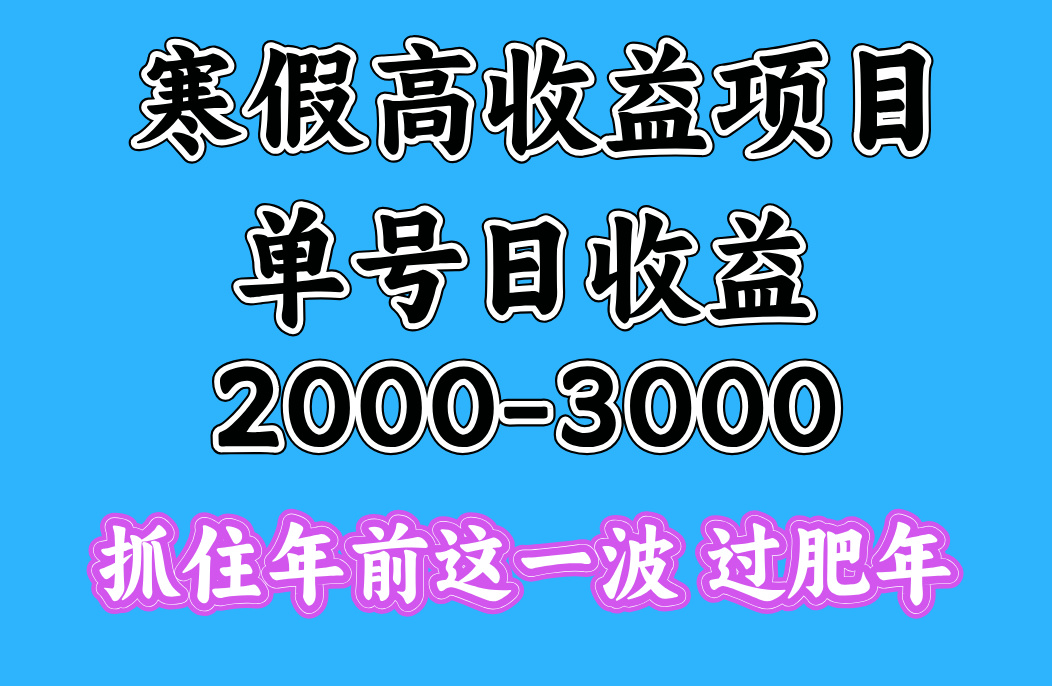 寒假期间一天收益2000-3000+，抓住年前这一波柒柒网创吧-网创项目资源站-副业项目-创业项目-搞钱项目柒柒网创吧