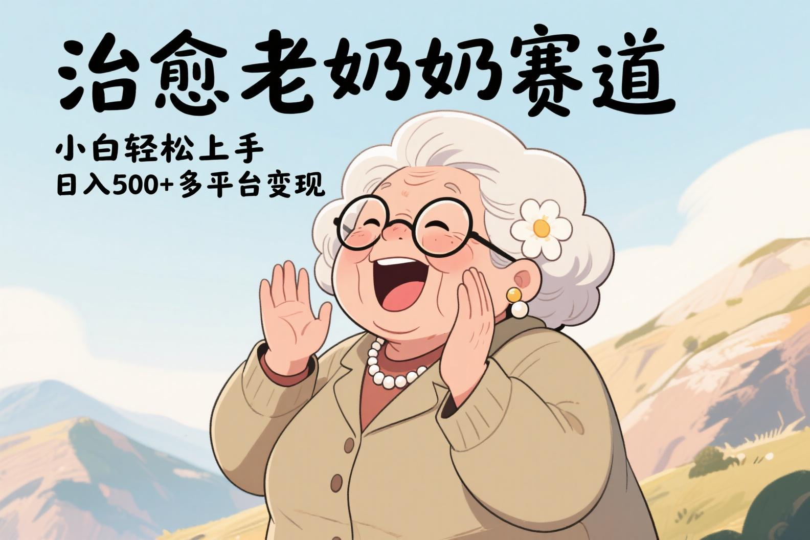 视频号治愈老奶奶赛道，小白轻松上手，日入500+多平台变现柒柒网创吧-网创项目资源站-副业项目-创业项目-搞钱项目柒柒网创吧