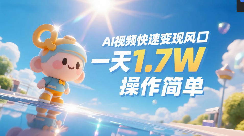 《Ai视频变现风口，一天1.7W，收入无上限，操作简单》柒柒网创吧-网创项目资源站-副业项目-创业项目-搞钱项目柒柒网创吧