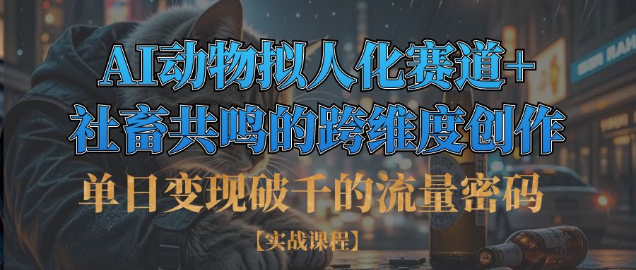 单日变现破千的流量密码,AI动物拟人化赛道+社畜共鸣的跨维度创作柒柒网创吧-网创项目资源站-副业项目-创业项目-搞钱项目柒柒网创吧