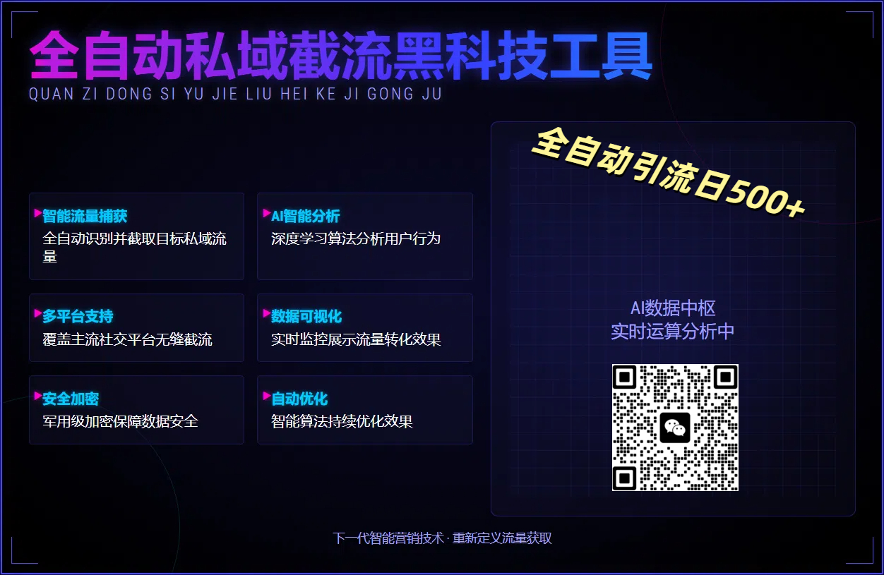 全自动私域截流黑科技工具——全自动引流日500+柒柒网创吧-网创项目资源站-副业项目-创业项目-搞钱项目柒柒网创吧